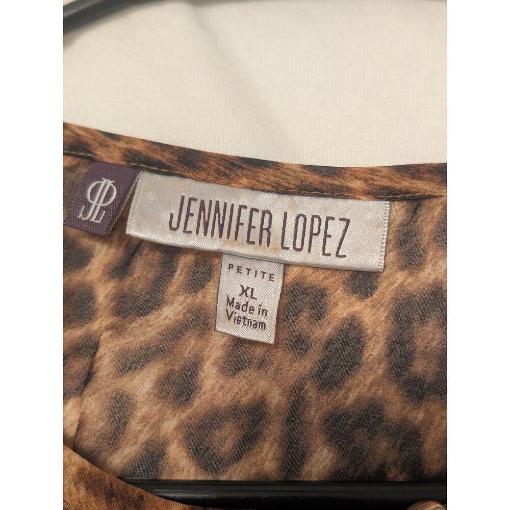 Jennifer Lopez Women’s XLSheer Leopard Animal Print Blouse - Picture 3 of 8